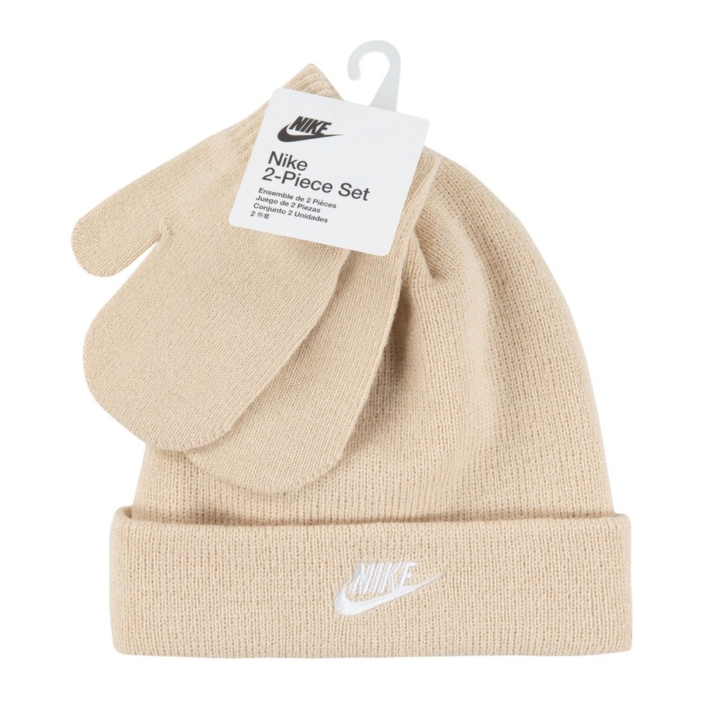 Nike Kids Tan Beanie and Mittens Set 2T-4T